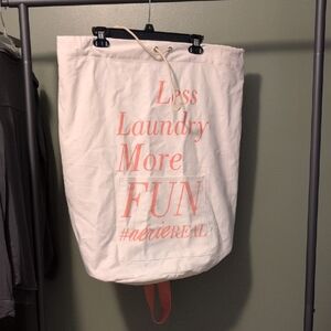 Aerie White Laundry Bag with Peach Text